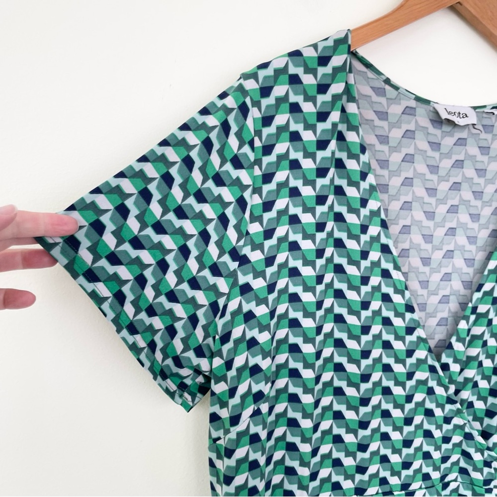 Leota Women's Amiya Faux Wrap Crepe Dress Green Size 1X - Picture 6 of 11